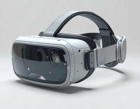 Virtual Reality Headset Isolated on a Light Background