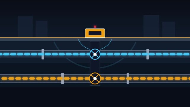 Underground Utility Pipeline Cross Section with Ground Penetrating Radar and Flowing Pipes Seamless Loop Animation