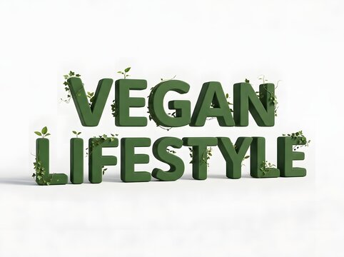 Vegan lifestyle text with green climbing leaves and vines