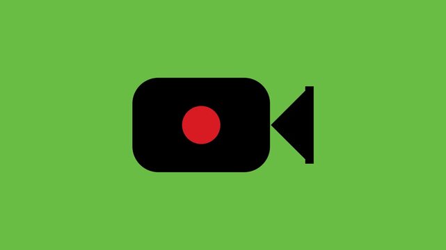 Live Stream Record Icon Animation with Red Blinking Dot on Green Screen