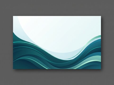 abstract teal blue wavy  business card template with copy space