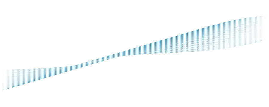 Vertical blue light lines forming a gentle wave pattern on a solid black background isolated on a transparent background