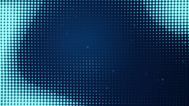 Dynamic gradient background transitions from teal to dark blue with pixelated grid overlay for a high-tech visual effect.