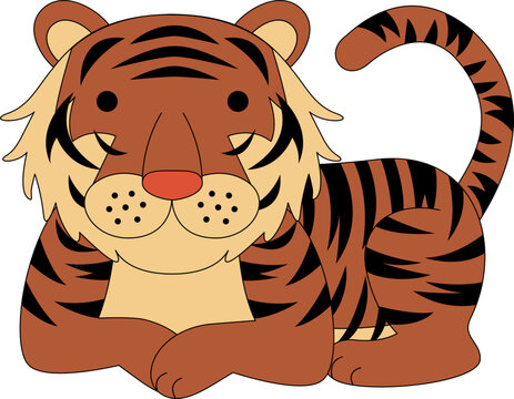 Cute Tiger Animal Vector Illustration