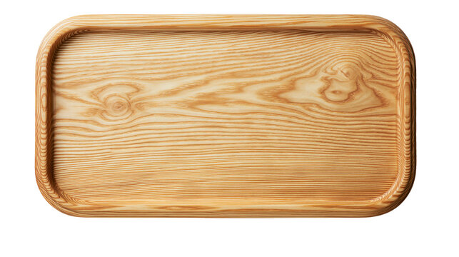 Rectangular wooden serving tray with natural grain texture and rounded corners