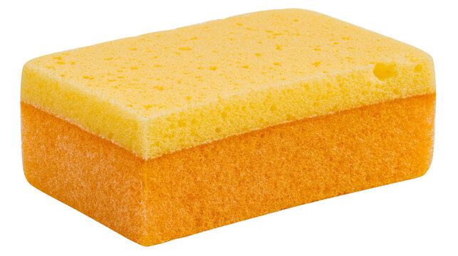 Yellow and orange dual layer rectangular kitchen cleaning sponge