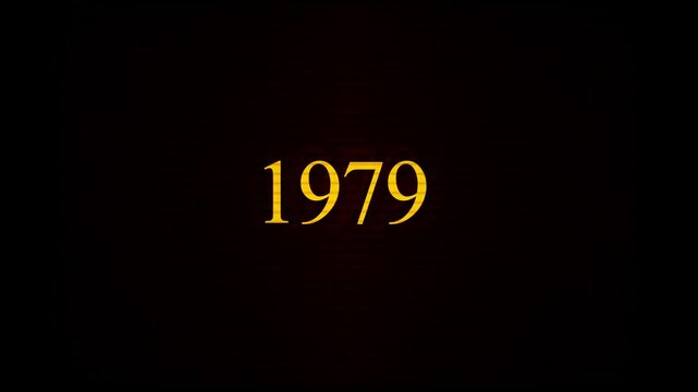 The year 1979 appears with a blinking cursor on a dark screen, reminiscent of early personal computer displays. This retro aesthetic conveys nostalgia for vintage technology.