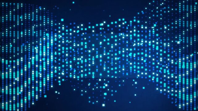 Digital data visualization showcasing interconnected binary or network patterns in a futuristic technology design.