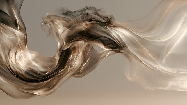 Smoky charcoal and champagne ribbons swirling together