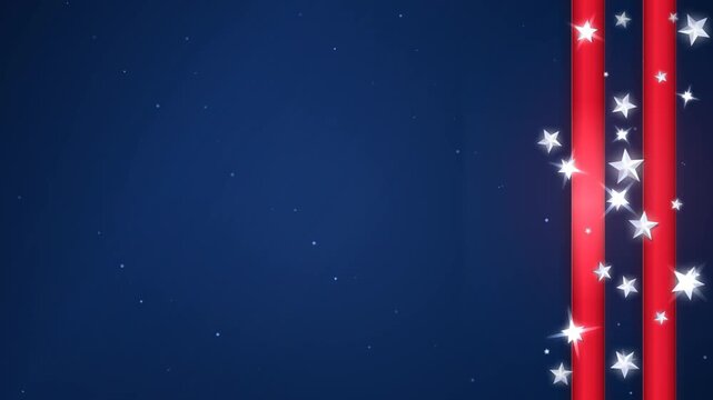 A bold red, white, and blue striped pattern with white stars aligned vertically against a deep blue night sky with subtle stars.
