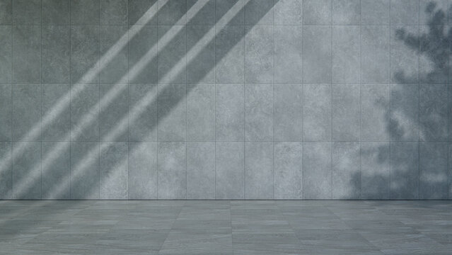 Close up of Faux Plaster Panel Wall texture in Natural Sunlight with Deep Shade. Real Estate Concept with copy-space.
