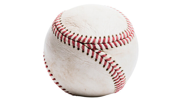 White leather baseball with red stitching detail