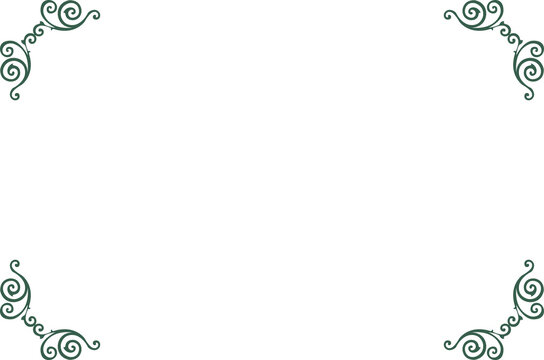 Elegant Green Vintage Frame Border with Ornamental Swirls. Rectangular Decorative Template for Certificae, Menu, Greeing and Card. 13