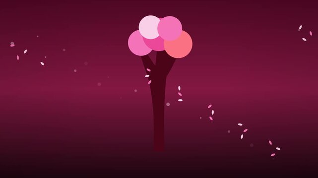 &Aacute;rvore da Vida Rosa Blooming Pink Tree of Life with Drifting Petals Motion Loop