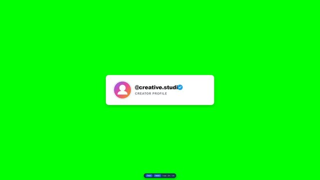 Social media profile account lower third notification button icon vector overlay illustration on green screen background