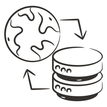 A glyph icon design of global database 