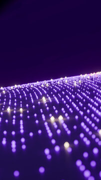 Abstract glowing purple and yellow dot pattern on digital surface