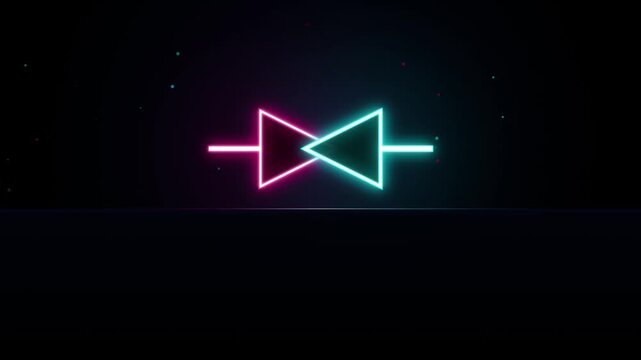 Neon glowing electronic symbol of a bidirectional diode