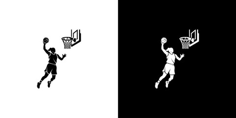 Basketball Player Dunking Silhouette © penikmat