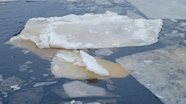 Frozen Baltic waters reveal fractured sea ice floating between open channels