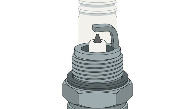 Close-up Illustration of a Spark Plug Component, Cutout, Isolated on Transparent Background