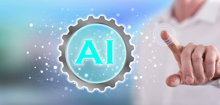 Man touching an artificial intelligence concept