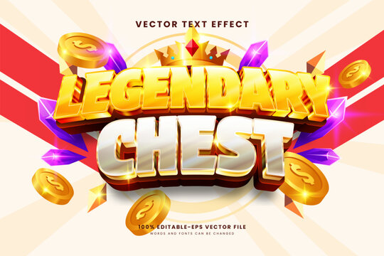 Editable vector text effect with bold 3D lettering, radiant gold gradients, and a premium legendary champion aesthetic. Ideal for gaming titles and promotional graphics.
