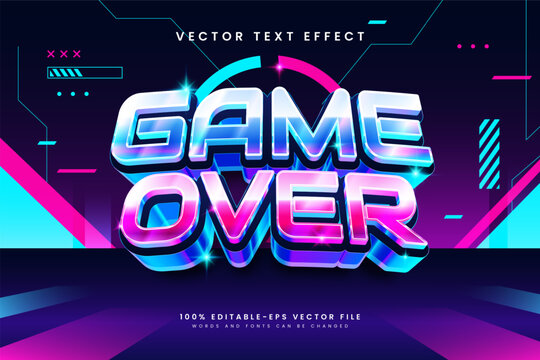Futuristic chrome lettering meets neon gradients in this editable vector text effect, designed for gaming promotions and esports graphics.