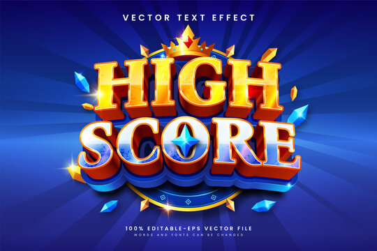 High score typography blends golden serif lettering with bold 3D depth and arcade-inspired styling for gaming posters and achievement graphics.
