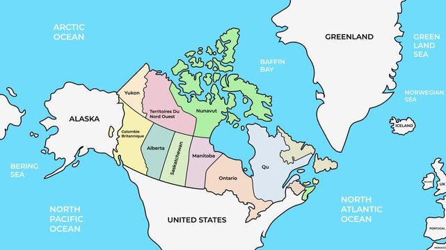 North American Country Vector Map Of Canada With Provincial Borders Major Cities And Capital