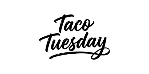 Taco Tuesday script lettering design for restaurant promotions and food events on transparent background. © Icon Mart