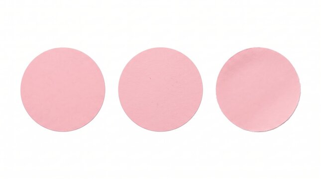 Three solid light pink circles arranged in a horizontal row against a plain white background, minimalist geometric shapes, pastel color