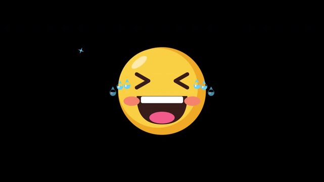 Animated Tears of Joy Laughing Emoji on Transparent Background