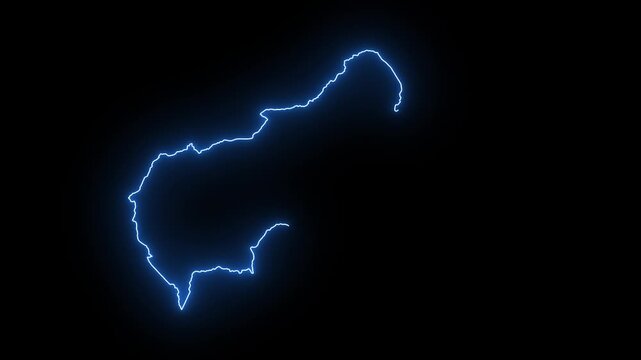 Central African Republic Animated Map Hand Drawn Neon Glow Outline, Sketch Line Art