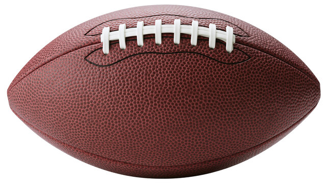 Brown leather American football with white laces