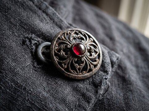 Men&rsquo;s Blackened Iron & Garnet Cufflink