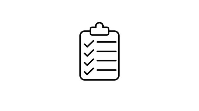 check list line icon 4k motion design for web design. Check list animated outline icon. check list line