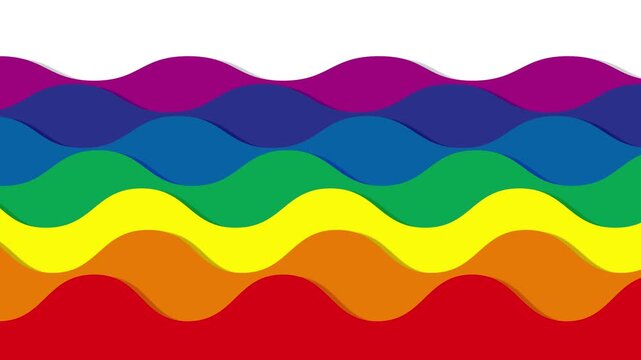 Waving rainbow pride flag animation isolated on white background