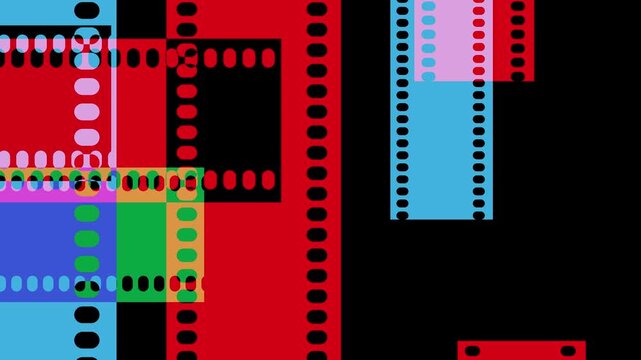 Colorful film strips moving animation background