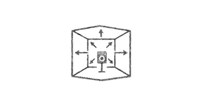 Sketch acoustic chamber icon animation - smooth progressive reveal