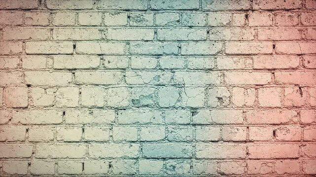 Colorful brick wall texture with pastel gradient overlay and weathered vintage architectural style