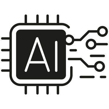 AI chip icon with circuit connection symbolizing digital computing technology