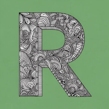 Large decorative letter R design.