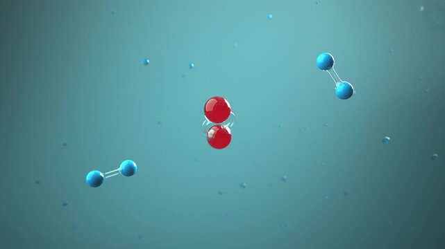 Water Formation Reaction 2H2 and O2 to 2H2O &ndash; 3D Chemistry Animation. 4k video. ProRes 4444.