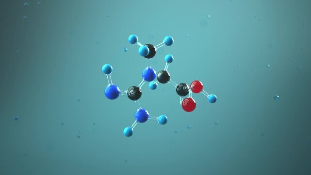 Creatine Molecule &ndash; 3D Animation for Sports Nutrition, Muscle Performance, and Biochemistry. 4k video. ProRes 4444.