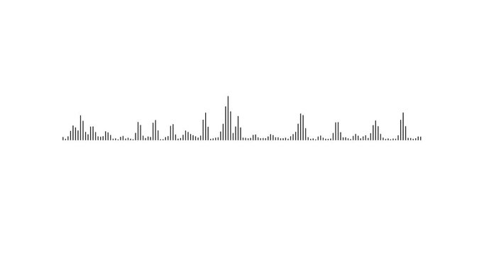 audio waveform spectrum animation. Sound waves on transparent background with alpha channel. Audio spectrum wave effect, Wave form Audio Isolated on transparent background
