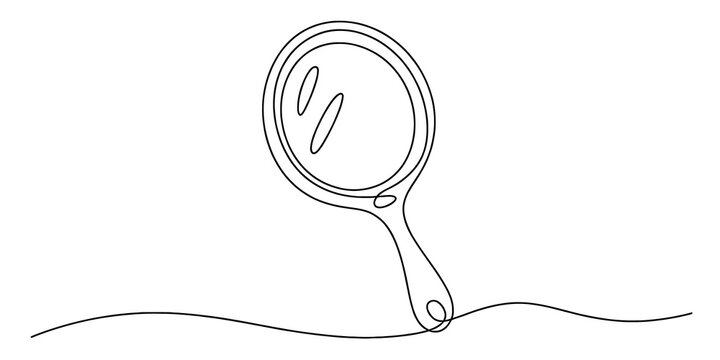 Continuous single line drawing of a simple hand mirror