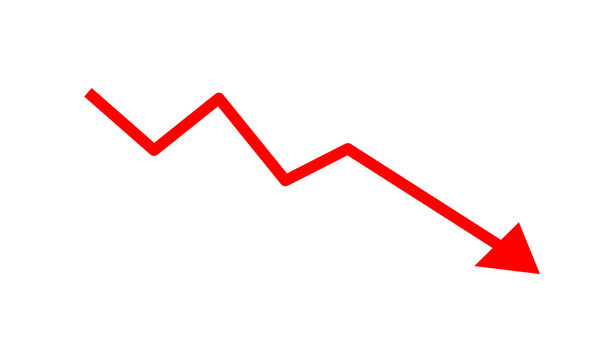 Red Zigzag Arrow Pointing Downward Isolated