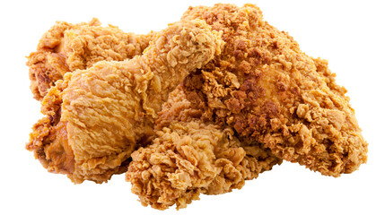 Golden crispy deep fried chicken drumsticks and pieces with crunchy breading © Asmud