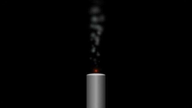 Cinematic slow motion macro shot of glowing candle flame being blown out with elegant wisps of white smoke curling upward from smoldering red wick against dramatic moody dark background